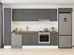 Alvinka 375X222 Cm Klasik Mebran Mutfak Dolabı Mbb-E90B40S45-1 Mebran | Antrasit - Mdf