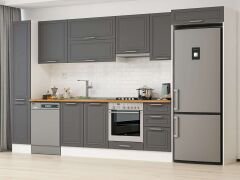 Alvinka 375X222 Cm Klasik Mebran Mutfak Dolabı Mbb-E90B40S45-1 Mebran | Antrasit - Mdf