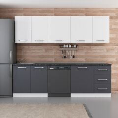 Minar 255 Cm Mutfak Dolabı Beyaz Antrasit 255-A9