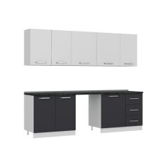 Minar 255 Cm Mutfak Dolabı Beyaz Antrasit 255-A9