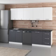 Minar 255 Cm Mutfak Dolabı Beyaz Antrasit 255-A9