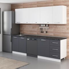 Minar 255 Cm Mutfak Dolabı Beyaz Antrasit 255-A9