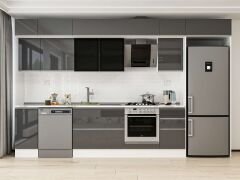 Alvinka 375X240 Cm High Gloss Mutfak Dolabı Mb-E90S40S45-3 High Gloss | Antrasit - Suntalam