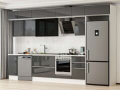 Alvinka 375X240 Cm High Gloss Mutfak Dolabı Mb-E90S40S45-3 High Gloss | Antrasit - Suntalam