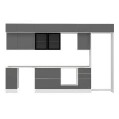 Alvinka 375X240 Cm High Gloss Mutfak Dolabı Mb-E90S40S45-3 High Gloss | Antrasit - Suntalam