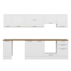 Alvinka 290X210 Cm Klasik Mebran Mutfak Dolabı Beyaz Beyaz M-E80S40S50-1 Mebran | Beyaz - Mdf