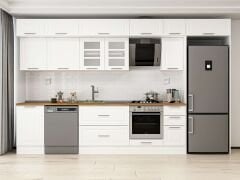 Alvinka 380X240 Cm Klasik Mebran Mutfak Dolabı Beyaz Beyaz Mb-E90S50S40-3 Mebran | Beyaz - Mdf