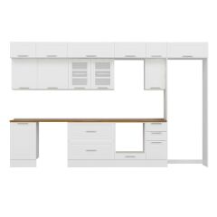 Alvinka 380X240 Cm Klasik Mebran Mutfak Dolabı Beyaz Beyaz Mb-E90S50S40-3 Mebran | Beyaz - Mdf