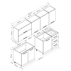 Minar 255 Cm Mutfak Dolabı Beyaz Antrasit 255-A10