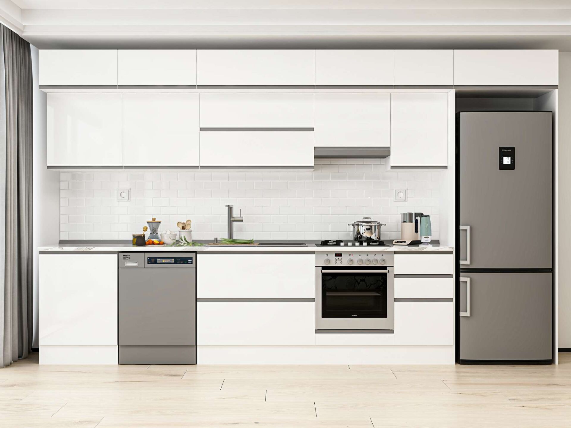 Alvinka 395X240 Cm High Gloss Mutfak Dolabı Mb-E90S60S45-1
