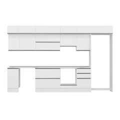 Alvinka 380X240 Cm High Gloss Mutfak Dolabı Mb-E90S40S50-1 High Gloss | Beyaz - Suntalam