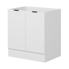 Alvinka Mutfak Modül Mbr_B Alt 2K 80Cm Evye Dolap Beyaz Beyaz Mdf