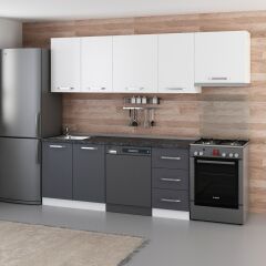 Minar 255 Cm Mutfak Dolabı Beyaz Antrasit 255-A12