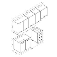 Minar 255 Cm Mutfak Dolabı Beyaz Antrasit 255-A12