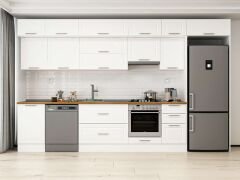 Alvinka 385X240 Cm Klasik Mebran Mutfak Dolabı Beyaz Beyaz Mb-E90S50S45-1 Mebran | Beyaz - Suntalam