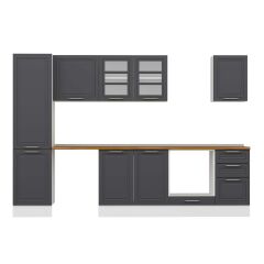 Alvinka 305X210 Cm Klasik Mebran Mutfak Dolabı Mb-E90B50S45-3 Mebran | Antrasit - Mdf