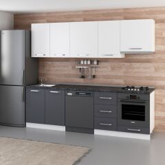 Minar 255 Cm Mutfak Dolabı Beyaz Antrasit 255-A13