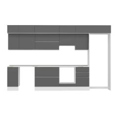 Alvinka 380X240 Cm High Gloss Mutfak Dolabı Mb-E90S40S50-1 High Gloss | Antrasit - Suntalam