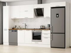 Alvinka 375X222 Cm Klasik Mebran Mutfak Dolabı Mbb-E90B40S45-2 Mebran | Beyaz - Mdf