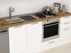 Alvinka 375X222 Cm Klasik Mebran Mutfak Dolabı Mbb-E90B40S45-2 Mebran | Beyaz - Mdf