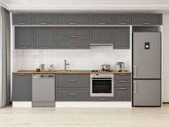 Alvinka 385X240 Cm Klasik Mebran Mutfak Dolabı Beyaz Beyaz Mb-E90S50S45-1 Mebran | Antrasit - Suntalam