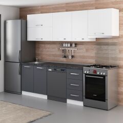 Minar 255 Cm Mutfak Dolabı Beyaz Antrasit 255-A15