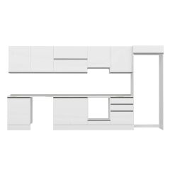 Alvinka 400X222 Cm High Gloss Mutfak Dolabı Mb-E80S60S60-1 High Gloss | Beyaz - Suntalam