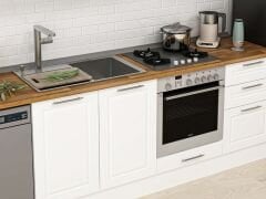 Alvinka 290X210 Cm Klasik Mebran Mutfak Dolabı Beyaz Beyaz M-E80S40S50-2 Mebran | Beyaz - Mdf