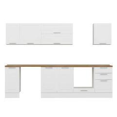 Alvinka 290X210 Cm Klasik Mebran Mutfak Dolabı M-E80S40S50-2 Mebran | Beyaz - Mdf