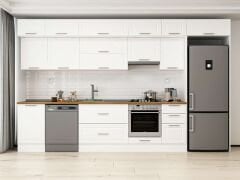 Alvinka 385X240 Cm Klasik Mebran Mutfak Dolabı Beyaz Beyaz Mb-E90S50S45-1 Mebran | Beyaz - Mdf