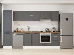 Alvinka 310X210 Cm Klasik Mebran Mutfak Dolabı Mb-E90B50S50-1 Mebran | Antrasit - Suntalam