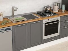 Alvinka 310X210 Cm Klasik Mebran Mutfak Dolabı Mb-E90B50S50-1 Mebran | Antrasit - Suntalam