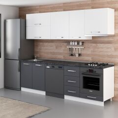 Minar 255 Cm Mutfak Dolabı Beyaz Antrasit 255-A16