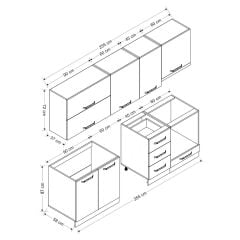 Minar 255 Cm Mutfak Dolabı Beyaz Antrasit 255-A16