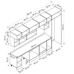 Alvinka 380X240 Cm High Gloss Mutfak Dolabı Mb-E90S40S50-2 High Gloss | Beyaz - Mdf