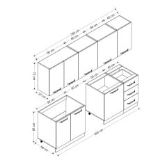 Minar 255 Cm Mutfak Dolabı Beyaz Dore 255-D9