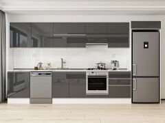 Alvinka 400X222 Cm High Gloss Mutfak Dolabı Mb-E80S60S60-1 High Gloss | Antrasit - Suntalam