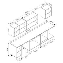 Alvinka 290X210 Cm Klasik Mebran Mutfak Dolabı Beyaz Beyaz M-E80S40S50-2 Mebran | Kumtaşı - Mdf