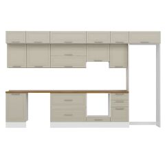 Alvinka 385X240 Cm Klasik Mebran Mutfak Dolabı Beyaz Beyaz Mb-E90S50S45-1 Mebran | Kumtaşı - Mdf