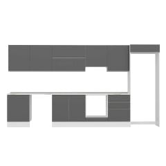 Alvinka 400X222 Cm High Gloss Mutfak Dolabı Mb-E80S60S60-1 High Gloss | Antrasit - Mdf