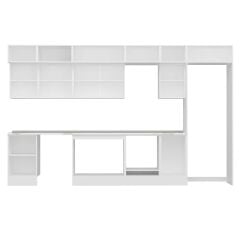 Alvinka 385X240 Cm Klasik Mebran Mutfak Dolabı Beyaz Beyaz Mb-E90S50S45-2 Mebran | Beyaz - Suntalam