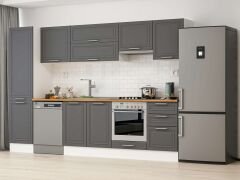 Alvinka 310X210 Cm Klasik Mebran Mutfak Dolabı Mb-E90B50S50-1 Mebran | Antrasit - Mdf