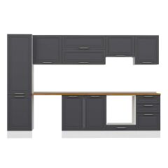 Alvinka 310X210 Cm Klasik Mebran Mutfak Dolabı Mb-E90B50S50-1 Mebran | Antrasit - Mdf