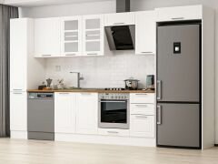 Alvinka 375X222 Cm Klasik Mebran Mutfak Dolabı Mbb-E90B40S45-3 Mebran | Beyaz - Mdf