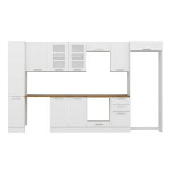 Alvinka 375X222 Cm Klasik Mebran Mutfak Dolabı Mbb-E90B40S45-3 Mebran | Beyaz - Mdf