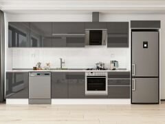 Alvinka 400X222 Cm High Gloss Mutfak Dolabı Mb-E80S60S60-2 High Gloss | Antrasit - Suntalam