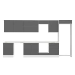 Alvinka 400X222 Cm High Gloss Mutfak Dolabı Mb-E80S60S60-2 High Gloss | Antrasit - Suntalam