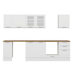 Alvinka 290X210 Cm Klasik Mebran Mutfak Dolabı M-E80S40S50-3 Mebran | Beyaz - Mdf