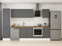 Alvinka 310X210 Cm Klasik Mebran Mutfak Dolabı Mb-E90B50S50-2 Mebran | Antrasit - Suntalam