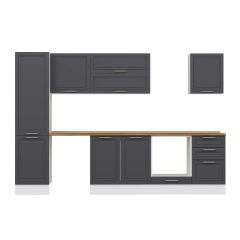 Alvinka 310X210 Cm Klasik Mebran Mutfak Dolabı Mb-E90B50S50-2 Mebran | Antrasit - Suntalam